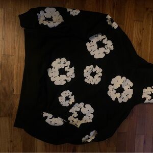 Black Hoodie with White Floral Design